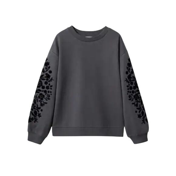 Mango Kids' Velvet Details Print Sweatshirt Charcoal 13-14 - Picture 1 of 4